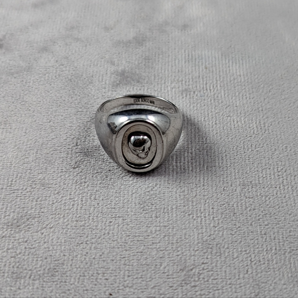Eddie Borgo Sterling Silver 925 Men's Skull Signet Ring - Picture 6 of 12
